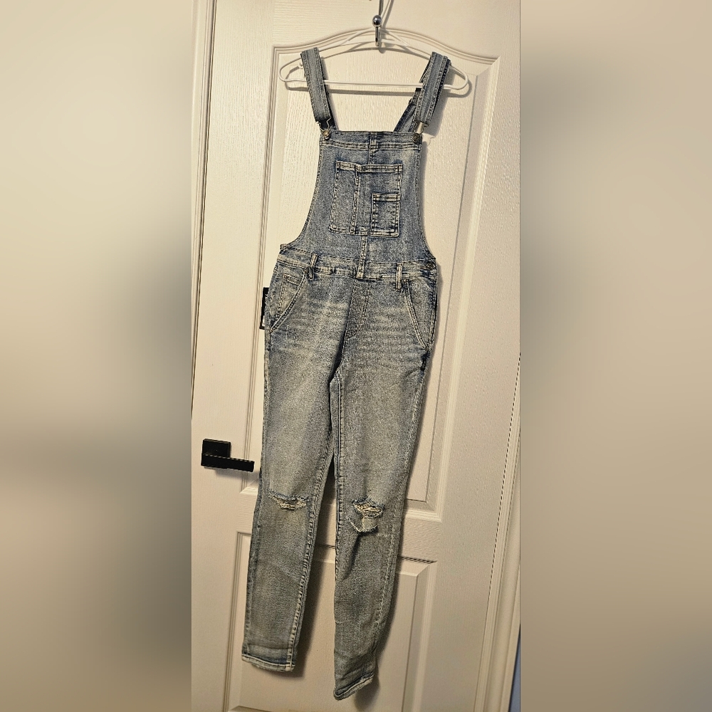 Silver Denim Overalls for Women